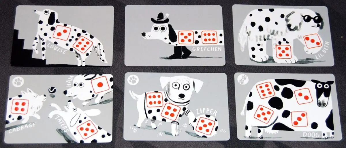 Cartas de perro del juego Spots